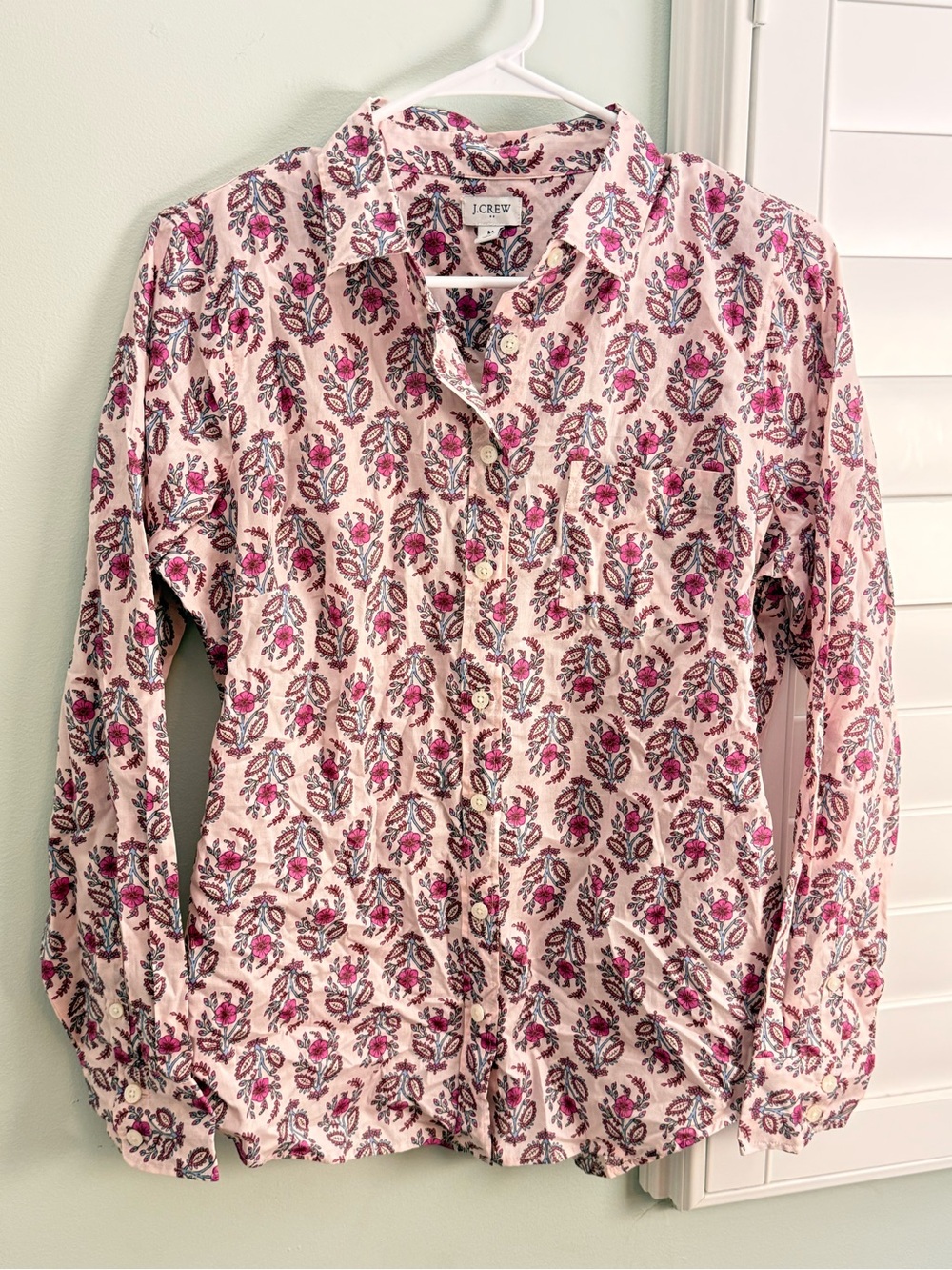 J. Crew Pink Floral Print Button-Down Shirt M